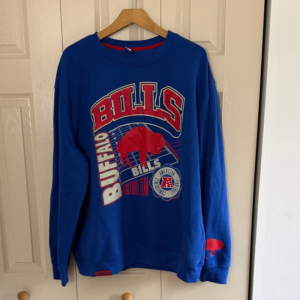 NFL Buffalo Bills Blue and Red Crewneck Sweater